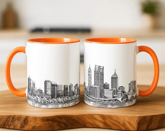 Perth Skyline Mug | Perth Cityscape Coffee Mug | Swan River Art Cup | Western Australia Souvenir Gift
