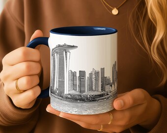Singapore Skyline Mug | Singapore Cityscape Coffee Mug | Marina Bay Art Cup | Singapore Souvenir Gift