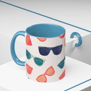 Colorful Sunglasses Coffee Mug, Fun Drinkware, Holiday Gift, Beach Lover Mug, Summer Party Mug, Cute Home Decor