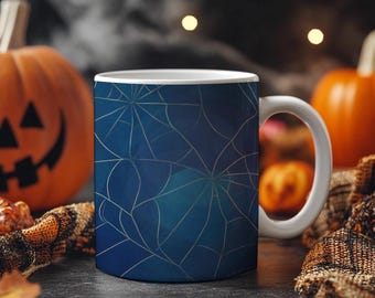 Spider Web Mug: Gothic Halloween Ceramic Coffee Cup