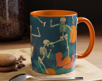 Dancing Skeleton Coffee Mug: Spooky Gothic Drinkware