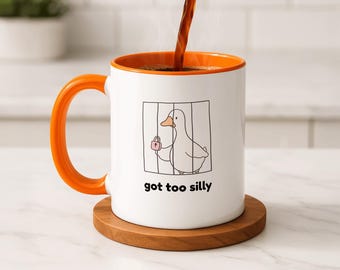 Got Too Silly, Silly Goose Mug, Funny Gifts, Quirky Mugs, Gift For Men, Gag Gift Ideas, Goose Behind Bars, Hilarious Gift Ideas, Humorous