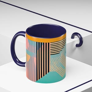 Accent Coffee Mug with Modern Striped Design for Coffee Lovers, Gift for Warm Mornings, Kitchen Decor, Unique Artwork Mug