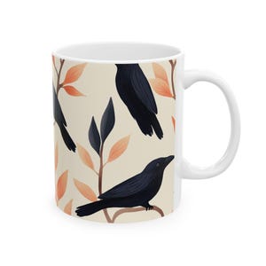 Elegant Raven Mug – Gothic Black Bird Ceramic Cup – Crow Coffee Mug for Witchy Fall Decor – Dark Academia Drinkware – Raven Gift – 11oz image 7
