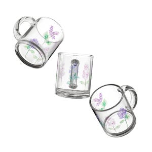Lilac Floral Glass Mug - 10oz, Botanical Drinkware, Tea Lover Gift, Mother's Day, Spring Coffee Cup, Flower Design image 4