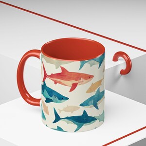 Ocean-Inspired Accent Coffee Mug | Shark Pattern | Perfect Gift for Ocean Lovers, Home Decor, Beach Themed Kitchen, Unique Gifts image 4