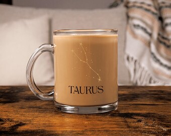 Taurus Constellation Glass Mug | Zodiac Star Sign 10oz
