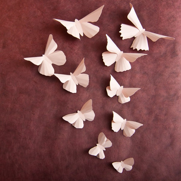 3D Wall Butterflies: Pale Pink Butterfly Wall Art for Baby Girls Room Nursery Decor