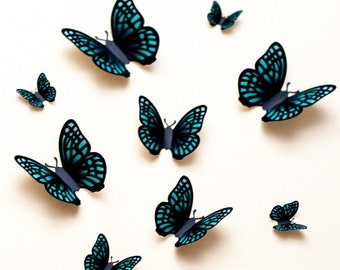 3D butterfly wall art: green 3d wall butterflies, paper butterfly wall stickers