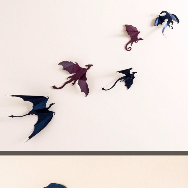Game of Thrones inspired 3D Dragon Wall Art, Dragon Party Decorations, Game Room Decor, Fantasy Decor, dark blue & purple