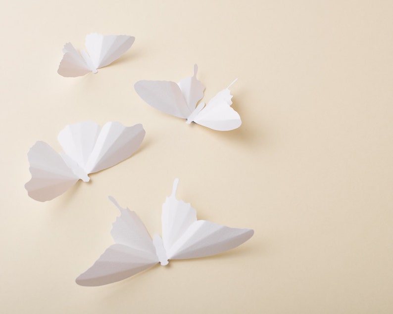 Paper Butterflies: 3D Butterfly Wall Art for Nursery, Baby Room, Home Decor, Wedding, Snow White Wall Butterflies image 2