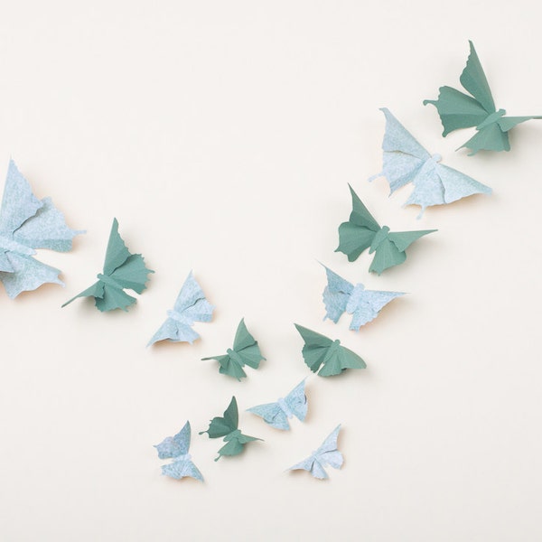 3D Butterfly Wall Decor: Cute Nursery Decor, Baby Shower, Home Decor, Wedding | Spruce Green & Aqua Damask