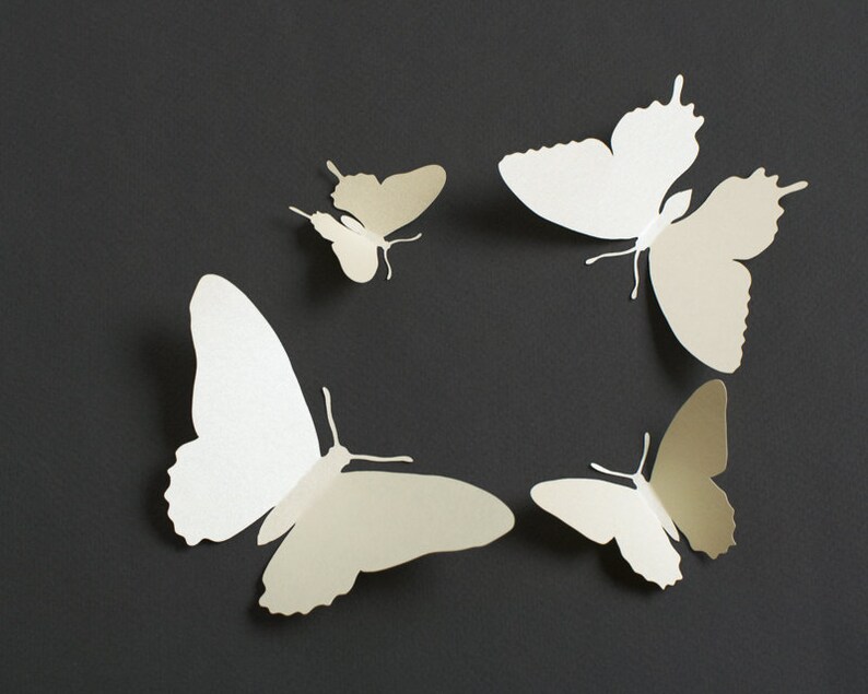 3D Wall Butterflies: 3D Butterfly Wall Art for Modern Home Decor in Pearl Metallic image 3