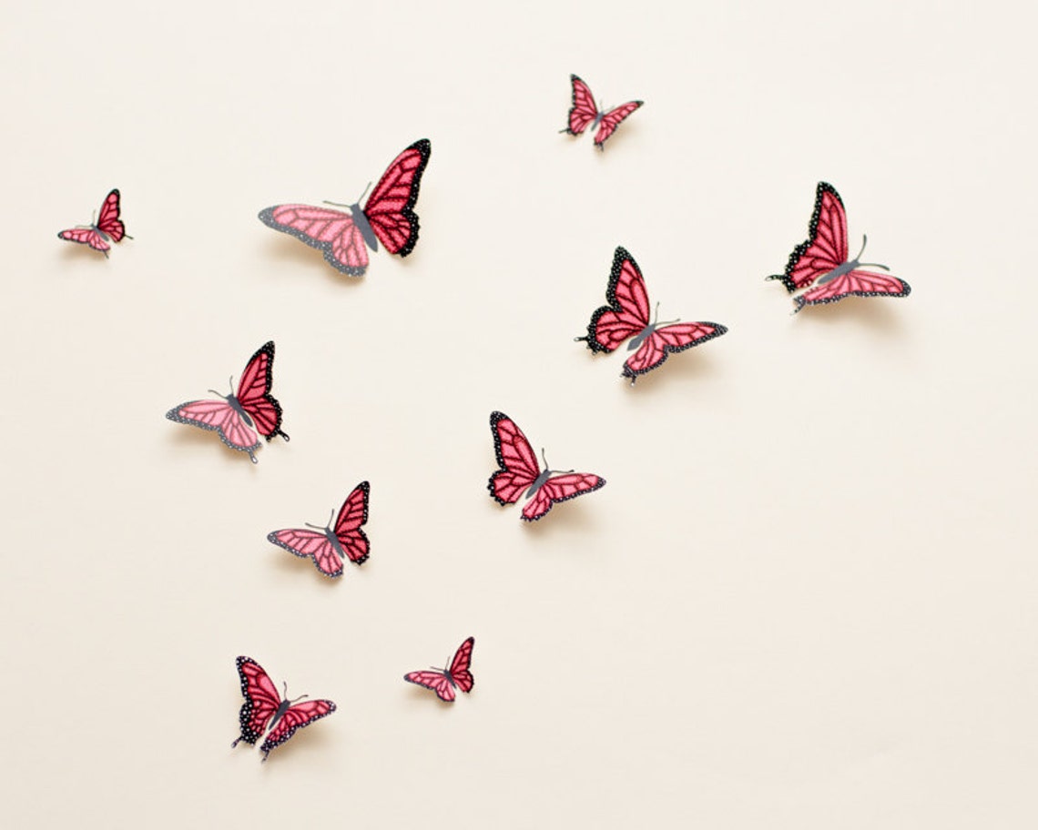 3D Wall Butterflies Butterfly Wall Art Illustrated Etsy