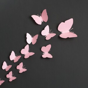 3D Wall Butterflies: 3D Butterfly Wall Art for Nursery, Girl's Room in Seashell Light Pink image 3