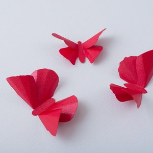 3D Wall Butterflies: red metallic butterfly decals, paper butterfly wall art image 2