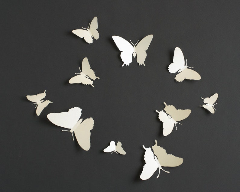 3D Wall Butterflies: 3D Butterfly Wall Art for Modern Home Decor in Pearl Metallic image 2