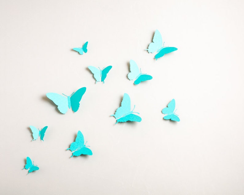 3D Wall Butterflies: 3D Butterfly Wall Art for Nursery, Girl's Room in Robin's Egg Blue image 1