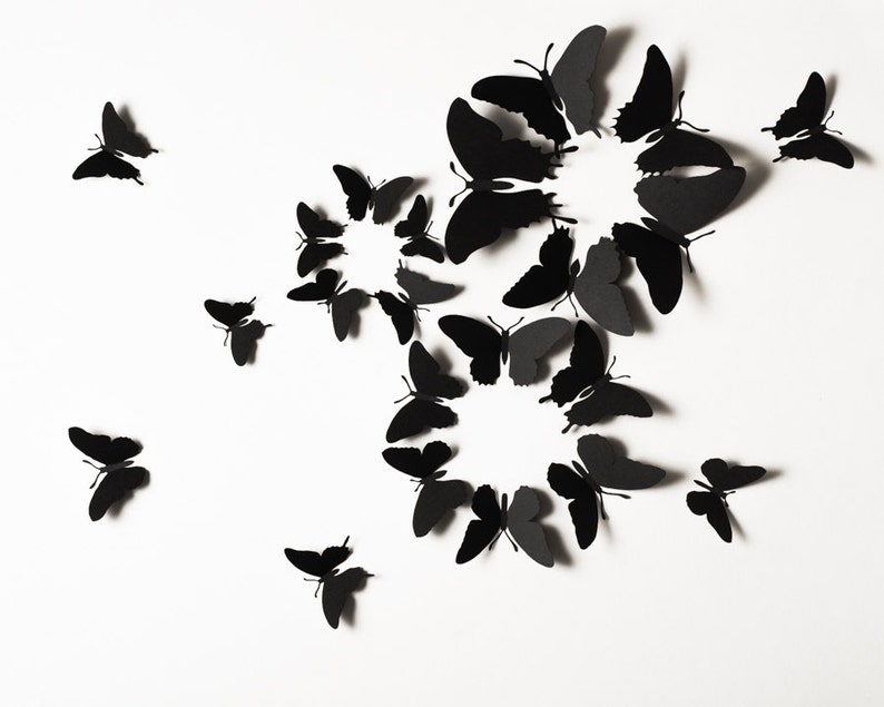 Black 3D Butterfly Wall Art Etsy