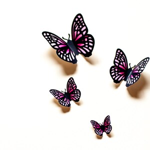 Light pink & fuchsia butterfly wall art baby girl room decor, baby shower decorations image 3