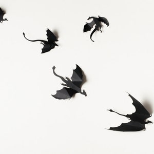 Arte de pared con dragones de Juego de Tronos: siluetas de dragones, decoración de fantasía, dragones negros