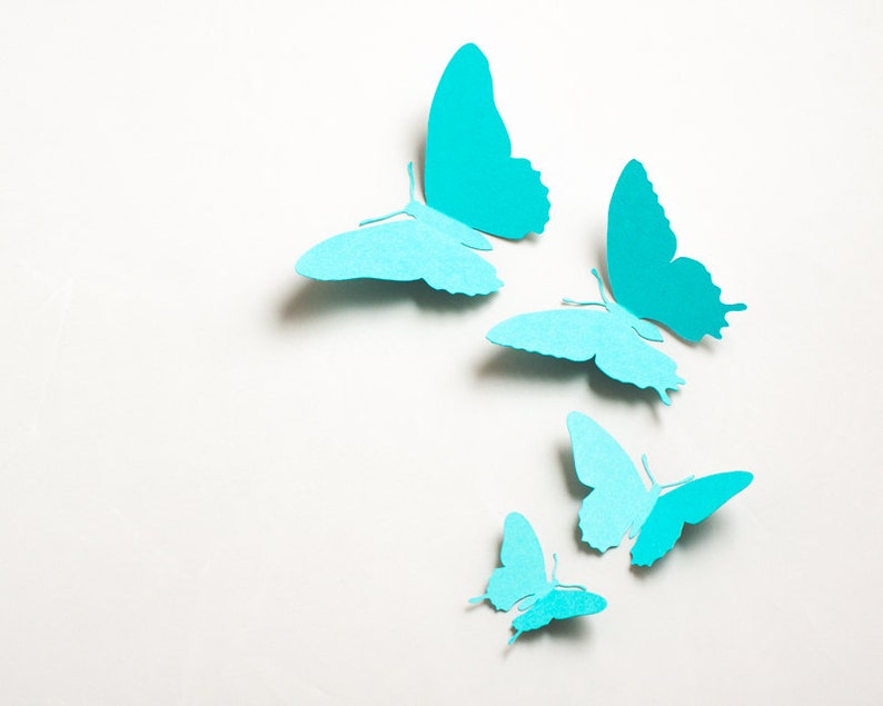 3D Wall Butterflies: 3D Butterfly Wall Art for Nursery, Girl's Room in Robin's Egg Blue image 3