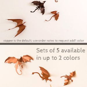 Game of Thrones inspired 3D Dragon Wall Art: dragon silhouettes, fantasy decor, copper metallic image 2