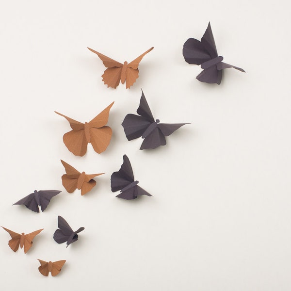 3D Wall Butterflies: Butterfly Wall Art for Nursery, Wedding or Home Decor in Latte & Chocolate