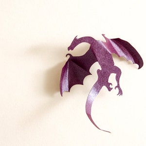 Game of Thrones inspired 3D Dragon Wall Art: dragon silhouettes, fantasy decor, purple image 4