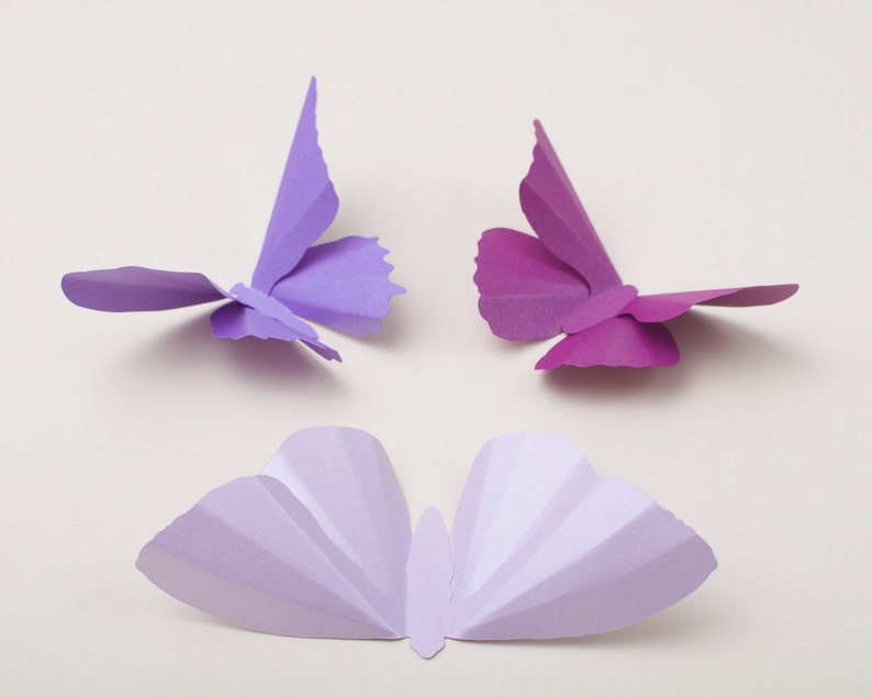 Purple Butterflies for Nursery Decor, Baby Shower, Bedroom Metallic Wall Butterflies Wisteria, Lilac and Orchid image 3