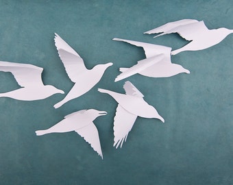 Seagull Wall Art, Beach Decor, 3D Bird Wall Art, White Birds, Nautical Birds, Shorebirds, A Flock of Seagulls