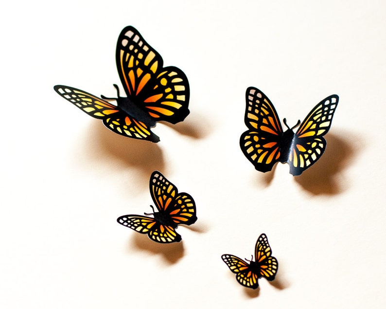 3D Wall Butterflies Yellow & Orange Paper Butterfly Wall Art Etsy