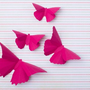 Whimsical Decor: 3D Butterfly Wall Art for Girls Room, Nursery, Classroom, Wall Art, Flight of Magenta Silhouettes image 2