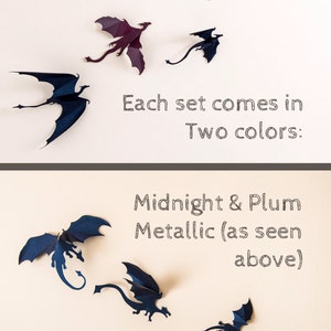 Game of Thrones inspired 3D Dragon Wall Art, Dragon Party Decorations, Game Room Decor, Fantasy Decor, dark blue & purple image 2