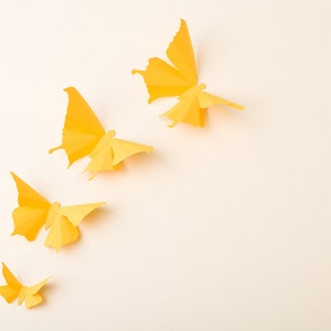 3D Wall Butterflies: Canary Yellow Butterfly Silhouettes for Girls Room, Nursery, and Home Art Decor image 2