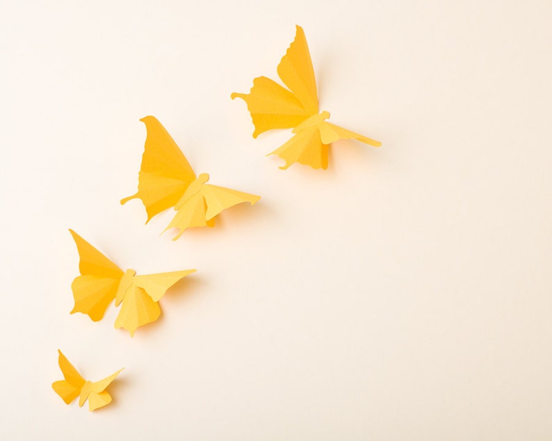 3D Wall Butterflies: Canary Yellow Butterfly Silhouettes for Girls Room, Nursery, and Home Art Decor image 2