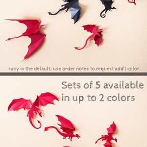 3D Dragon Decor: Game of Thrones inspired Paper Dragon Wall Decals Red image 2