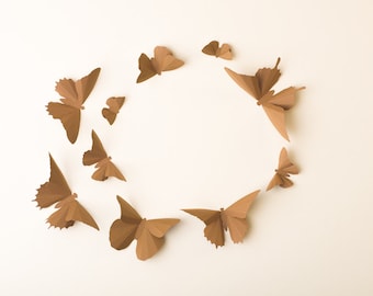 Brown Butterfly Wall Art Living Room Decor, Nature Wedding