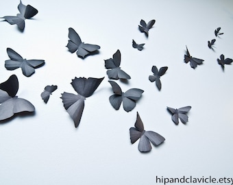 3D Butterfly Wall Art, Black Butterflies, 3D Wall Decor | Soot Black