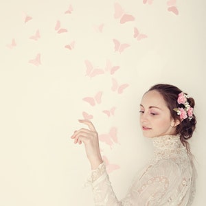 3D Wall Butterflies: 3D Butterfly Wall Art for Nursery, Girl's Room in Seashell Light Pink image 1