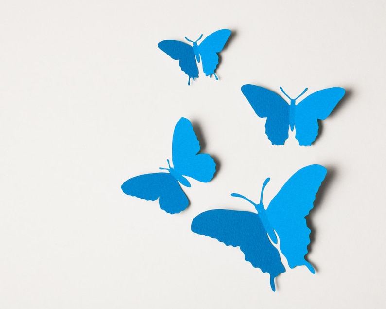 3D Wall Butterflies Turquoise Blue Butterfly Silhouettes for image 3