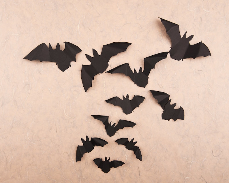 3D Bat Decor Black Paper Bats Halloween Party Decorations Etsy