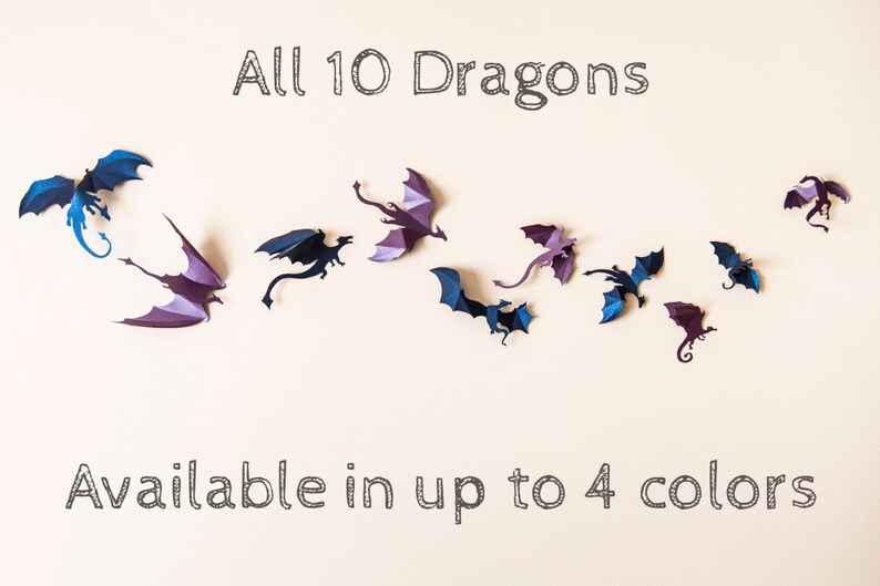 Game of Thrones inspired 3D Dragon Wall Art, Dragon Party Decorations, Game Room Decor, Fantasy Decor, dark blue & purple image 3