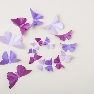 Purple Butterflies for Nursery Decor, Baby Shower, Bedroom Metallic Wall Butterflies Wisteria, Lilac and Orchid image 1