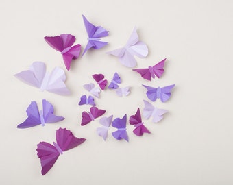 Purple Butterflies for Nursery Decor, Baby Shower, Bedroom | Metallic Wall Butterflies - Wisteria, Lilac and Orchid