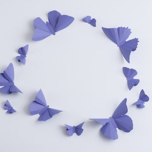 3D Butterfly Wall Art: Heliotrope Purple Paper Butterfly Silhouettes for Home Art Decor, Nursery, Children&#39;s Room