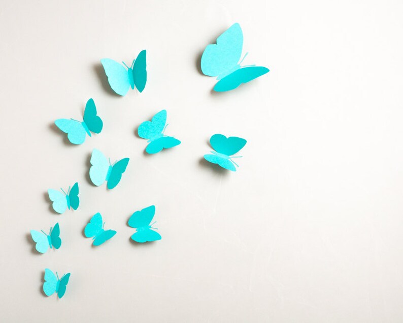 3D Wall Butterflies: 3D Butterfly Wall Art for Nursery, Girl's Room in Robin's Egg Blue image 2