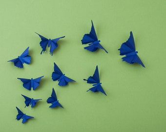 3D Wand Schmetterlinge: Kobalt Metallic Silhouetten für Mädchen, Kinderzimmer, Schmetterling und Kunst Wohnkultur