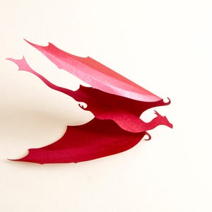 3D Dragon Decor: Game of Thrones inspired Paper Dragon Wall Decals Red image 4
