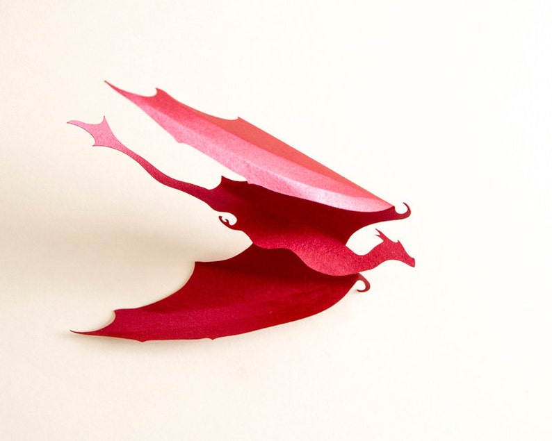 3D Dragon Decor: Game of Thrones inspired Paper Dragon Wall Decals Red image 4